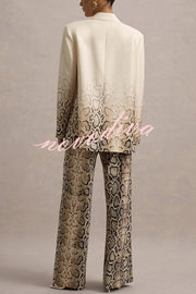 Hurley Ombre Snake Print Single Button Long Sleeve Lapel Loose Blazer