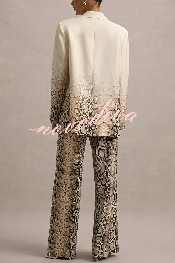 Hurley Ombre Snake Print Single Button Long Sleeve Lapel Loose Blazer