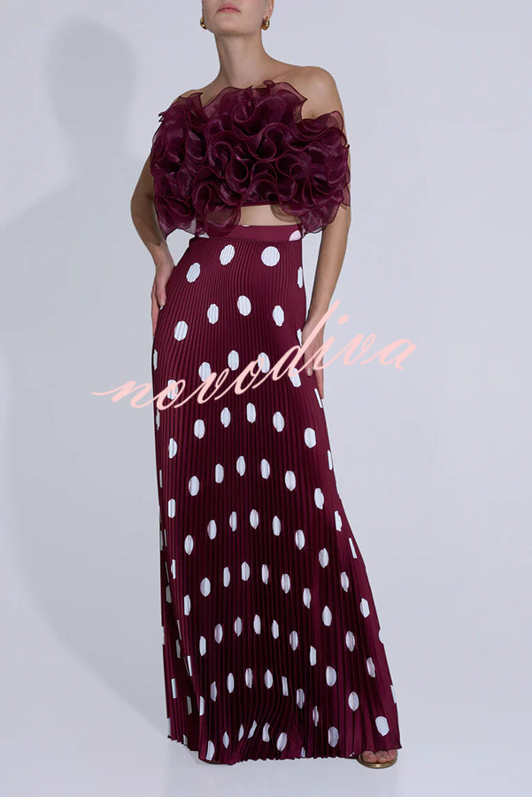 Eye-catching Organza Multi-layer Petal Ruffles Details Strapless Tank