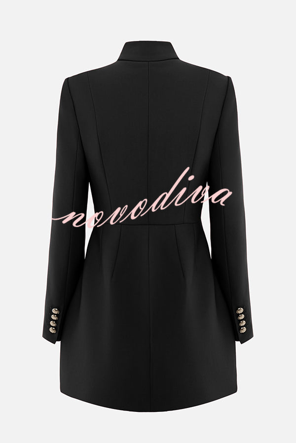 Elegant Long-sleeved Hollowed-out Button-down Slim-fit Mini Dress