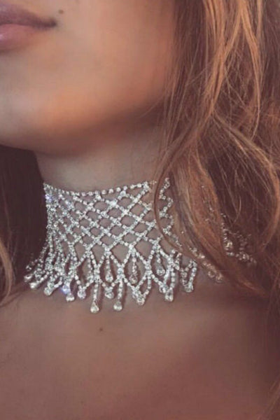 Rhinestone Tassel Sexy Necklace