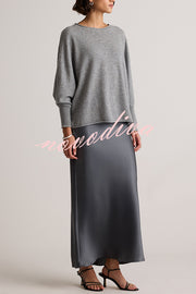 Soft and Warm Cashmere Knit Batwing Sleeve Relaxed Sweater