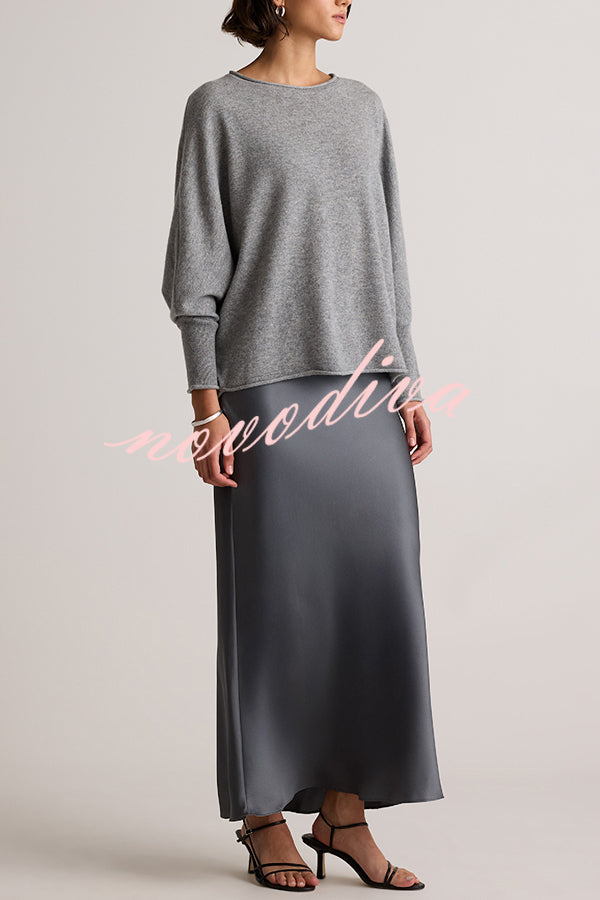 Soft and Warm Cashmere Knit Batwing Sleeve Relaxed Sweater
