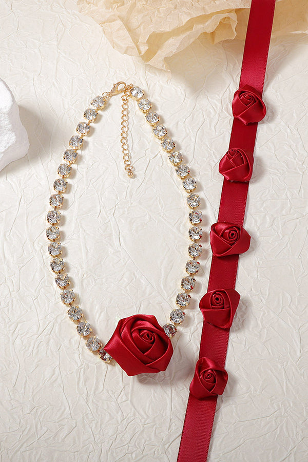 Romantic Rose Diamond Double Layer Necklace