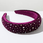 Vintage Velvet Inlaid with Colorful Rhinestones Headband