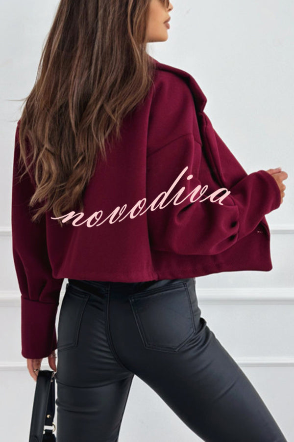 Fashionable Solid Color Lapel Short Blazer