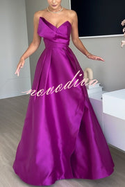 Queen Style Satin Triangular Shape Off Shoulder Prom Maxi Dress