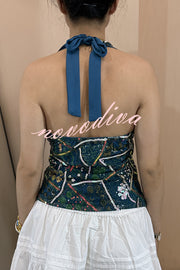 Fashion Sequined Casual V-neck Backless Slim Vest
