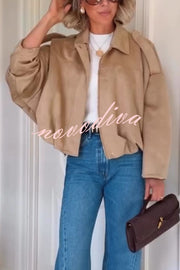 Fashion Lapel Long-sleeved Casual Bomber Jacket