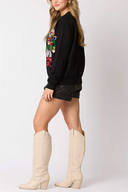 Christmas Soldier Sequined Fashion Casual Sweatshirt