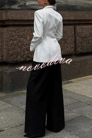 Solid Color Lapel Long Sleeve Casual Button Blazer