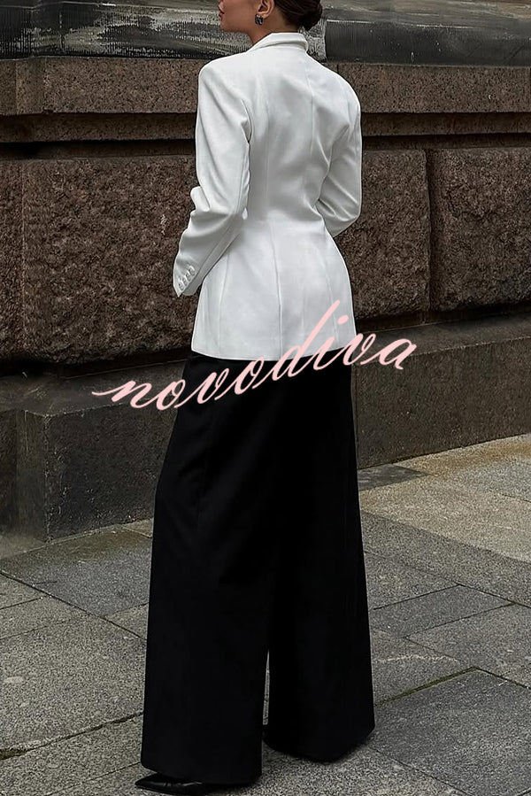 Solid Color Lapel Long Sleeve Casual Button Blazer