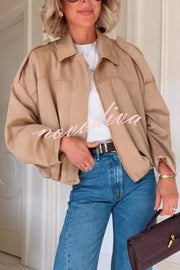 Fashion Lapel Long-sleeved Casual Bomber Jacket