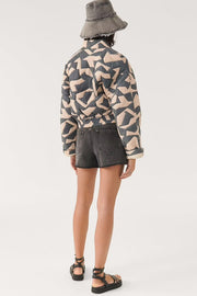 Chrissa Unique Printed Casual Long Sleeve Pocket Cotton Jacket