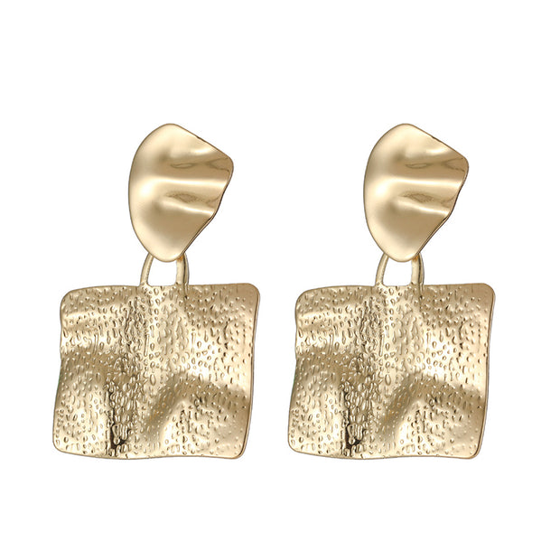 Personalized Embossed Hammered Square Metal Earrings