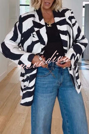 Breath of Freedom Animal Print Button Up Long Sleeve Lapel Loose Blazer