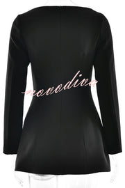 Budding Elegance Bow Detail Boat Neck Long Sleeve Mini Dress