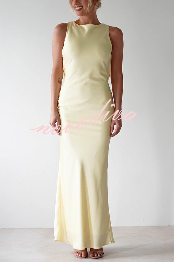 Solid Color Sexy Backless Lace-up Elegant Slim Maxi Dress