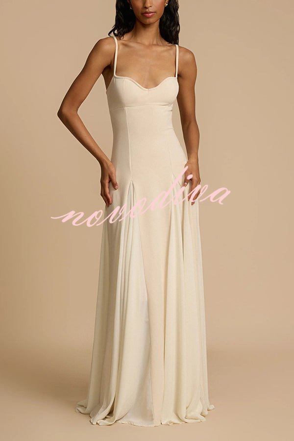 Timeless Elegance Panelled Tulle A-line Slip Maxi Dress