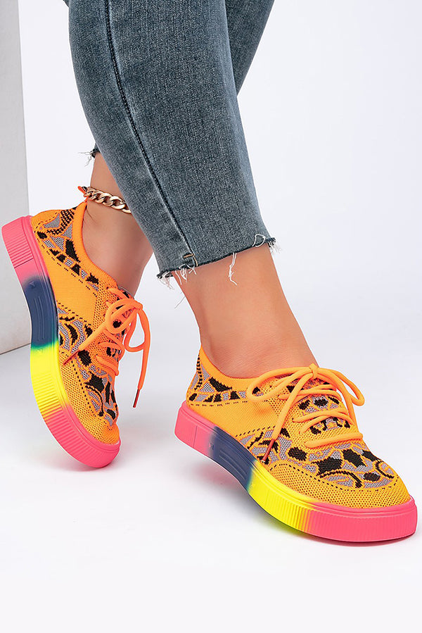 Fashionable Rainbow Bottom Sports Flat Casual Shoes