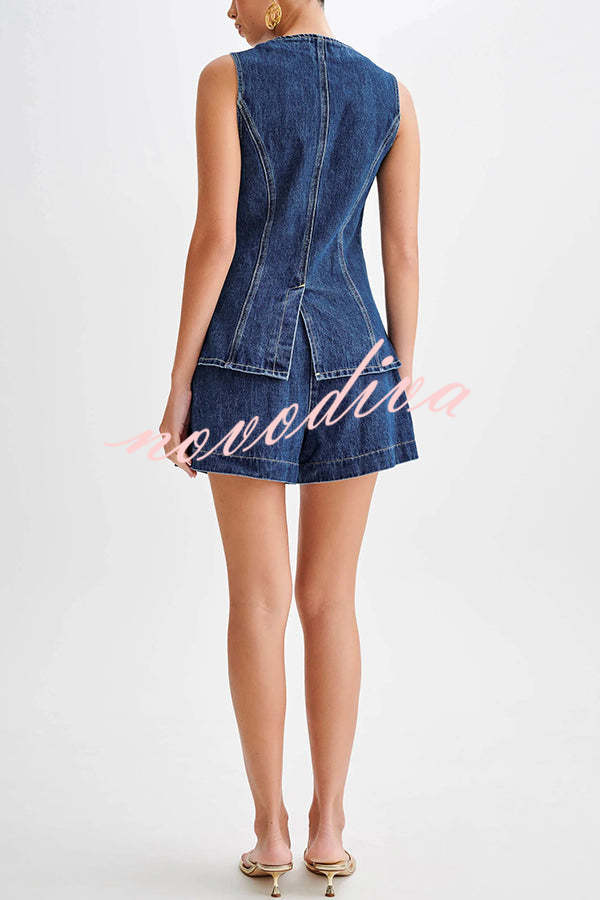 Abel Denim High Waist Relaxed Fit Shorts