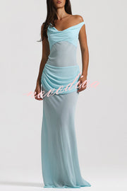 Sculptural Elegance One Shoulder Removable Corset Drape Maxi Dress