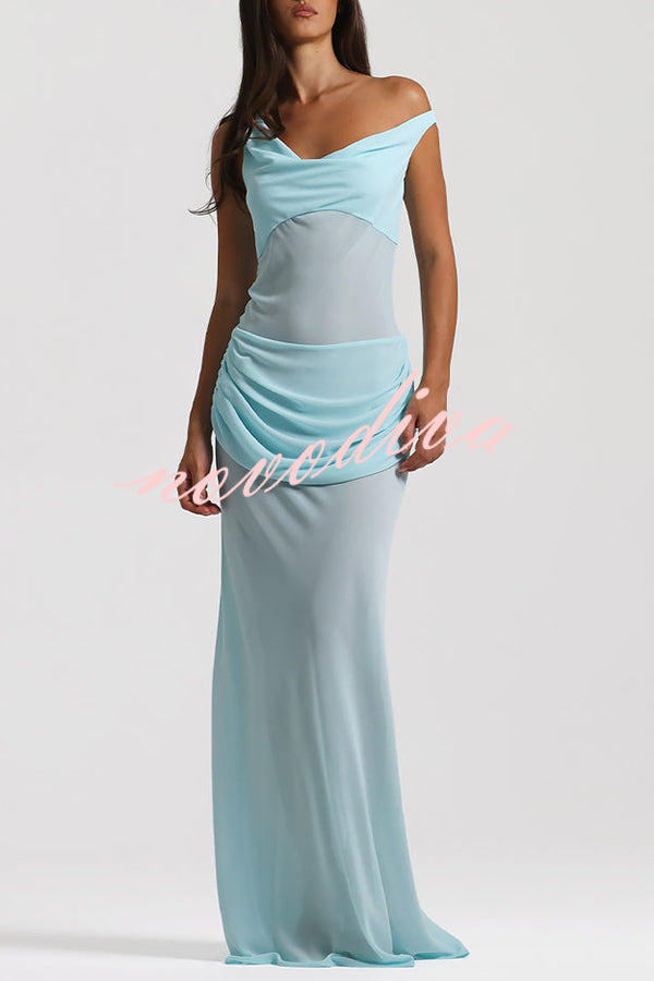 Sculptural Elegance One Shoulder Removable Corset Drape Maxi Dress