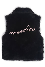 Stylish Collared Sleeveless Short Faux Fur Vest