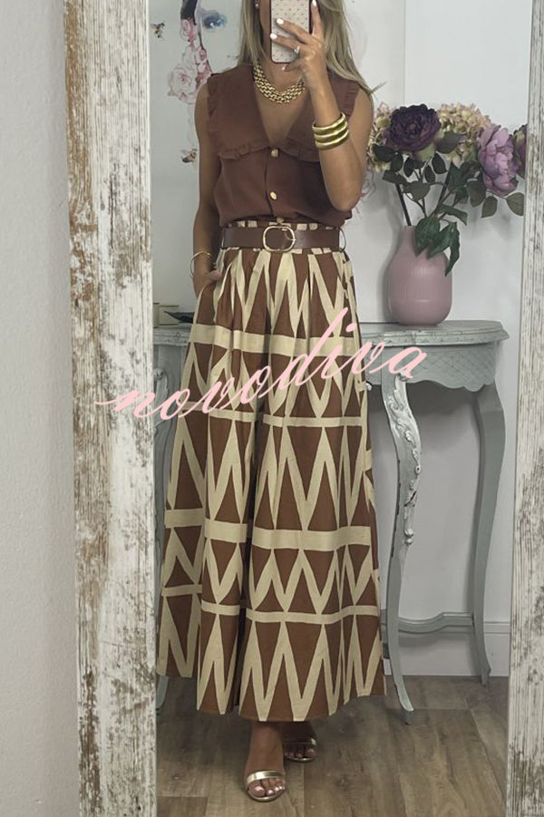 Unique Print Loose Pocket Holiday Maxi Skirt