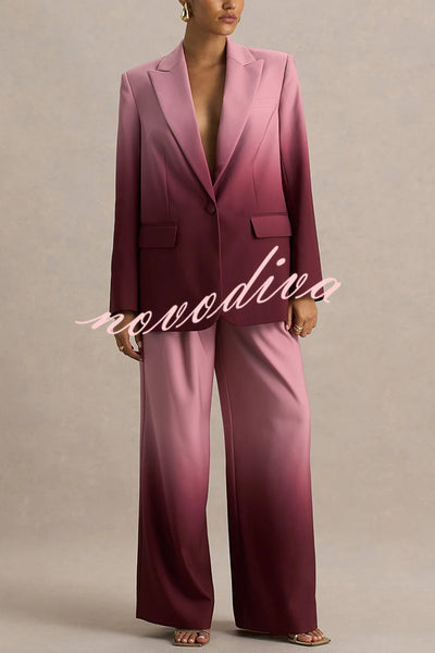 Enya Ombre Print Elastic Waist Pocketed Wide Leg Pants