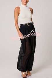 Autumn Avenue Chiffon See-Through Elastic Waist Aladdin Bloomers Pants