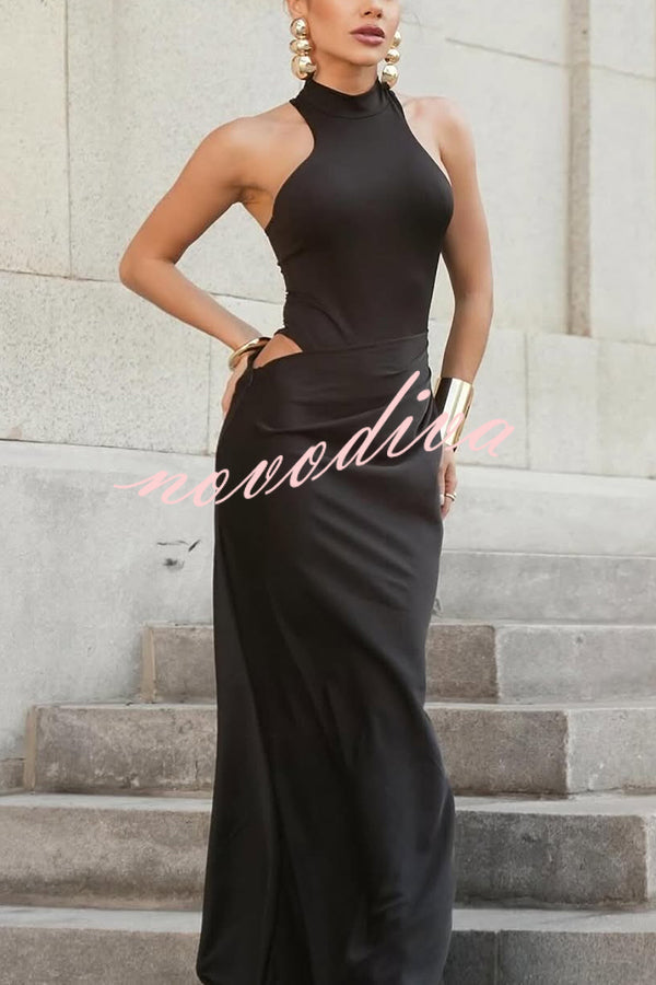 Sexy Sleeveless Slim Waist Hollow Out Maxi Dress