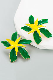 Stylish Enamel Oil-drip Iris Flower Double-layer Earrings