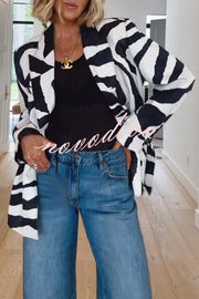 Breath of Freedom Animal Print Button Up Long Sleeve Lapel Loose Blazer