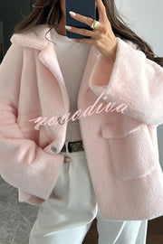 Fashion Lapel Long Sleeve Loose Furry Coat