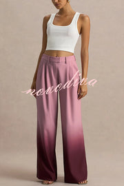 Enya Ombre Print Elastic Waist Pocketed Wide Leg Pants