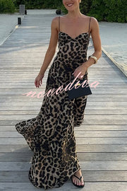 In The Maldives Leopard Waisted A-line Slip Maxi Dress