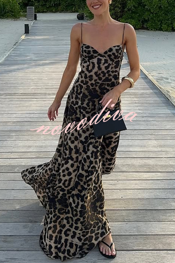 In The Maldives Leopard Waisted A-line Slip Maxi Dress