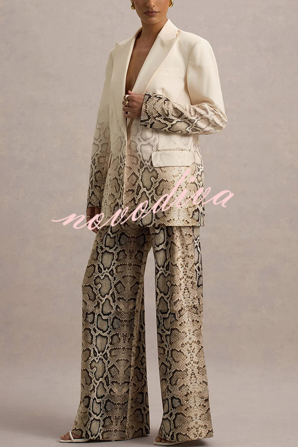 Hurley Ombre Snake Print Single Button Long Sleeve Lapel Loose Blazer