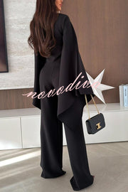 City Atelier Bell Slit Sleeve Top and High Rise Pocket Wide Leg Pants Set