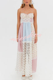 Floral Lace Sexy Halterneck Backless Patchwork Maxi Dress