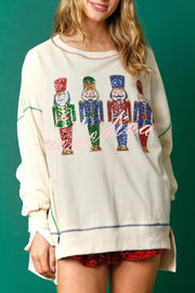 Adorable Nutcracker March Sequin Pullover Sweatshirt