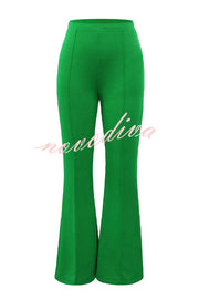 Downtown Dates High Rise Elastic Waist Stretch Flared Pants