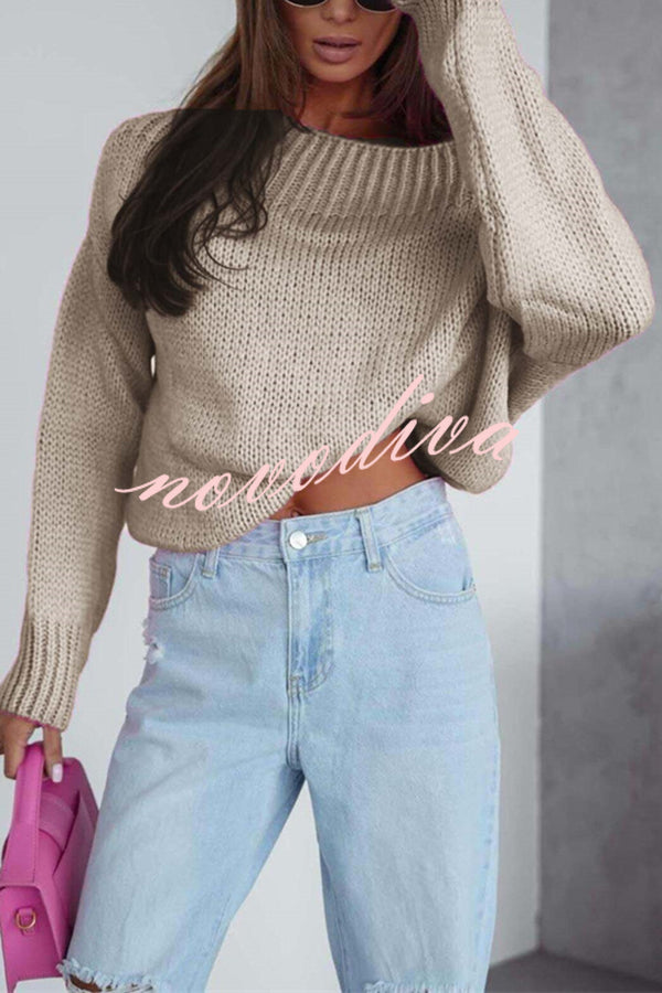 Solid Color Long-sleeved Round Neck Loose Knitted Sweater