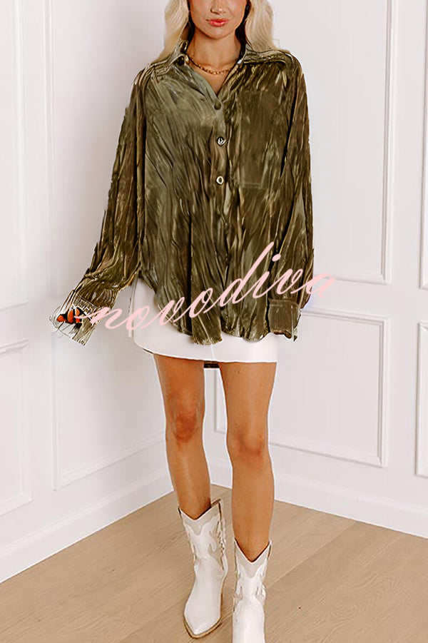 Solid Color Velvet Light-sensitive Drape Loose Shirt