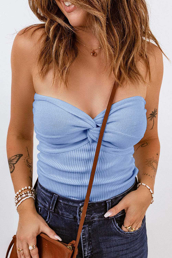 Sexy Tube Knit Ribbed Slim Backless Tank Top