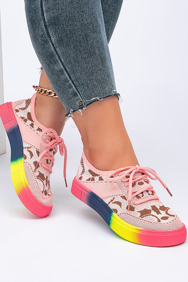 Fashionable Rainbow Bottom Sports Flat Casual Shoes