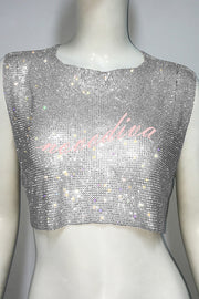 Sexy Metallic Rhinestone Backless Chain Vest