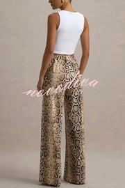 Hurley Ombre Snake Print Elastic Waist Pocketed Wide Leg Pants