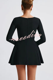 Paris Dream Sweetheart Knotted Neck Long Sleeve Stretch Mini Dress